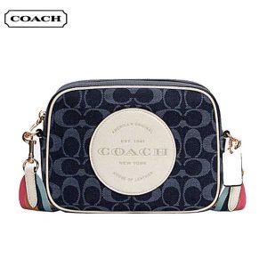 COACH Dempsey 相機包 女士單肩斜挎包 牛仔藍色