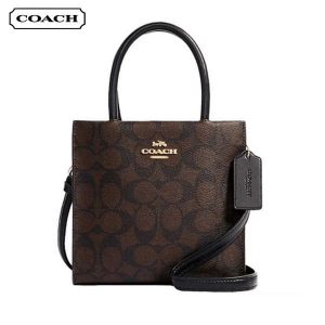 COACH Cally 琴譜包 手提單肩斜挎包 迷你托特包 深棕老花