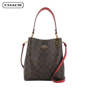 COACH Town Bucket 21 老花拼色水桶包 手提斜背兩用包 小號