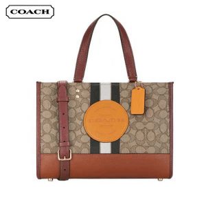 COACH Dempsey 復古帆布拼接托特包 手提包 單肩斜背包