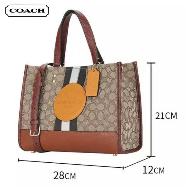 COACH Dempsey 復古帆布拼接托特包