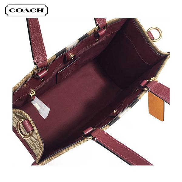 COACH Dempsey 復古帆布拼接托特包