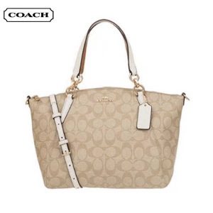 COACH 經典C紋印花單肩斜挎包 餃子包 女款 浅卡其白色