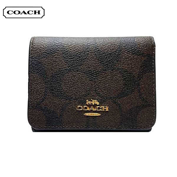 COACH 經典馬車LOGO PVC皮革三折短夾