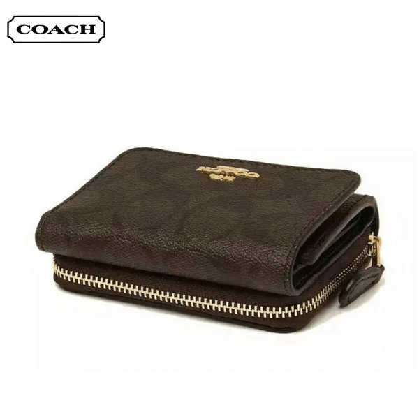 COACH 經典馬車LOGO PVC皮革三折短夾