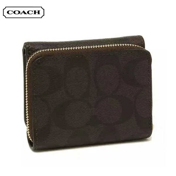COACH 經典馬車LOGO PVC皮革三折短夾