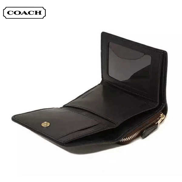 COACH 經典馬車LOGO PVC皮革三折短夾