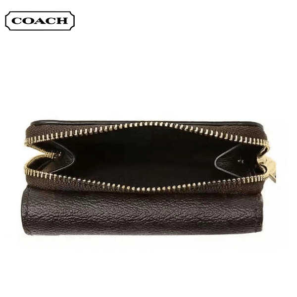 COACH 經典馬車LOGO PVC皮革三折短夾