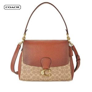 COACH MAY 30 經典C扣翻蓋時尚拼色單肩斜背包 大號 女款