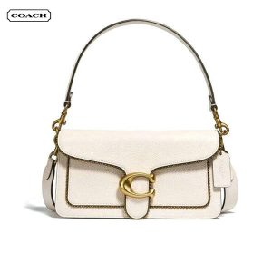 COACH Tabby 26 中號 珠鏈皮革單肩斜挎腋下包 酒神包 女款 白色