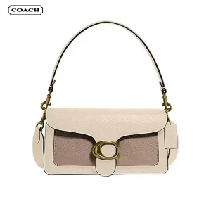 COACH Tabby 26 中號 拼色皮革單肩斜挎包 腋下包 女款 象牙白