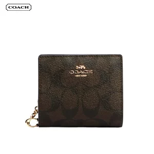 COACH SNAP 金字馬車LOGO PVC 對折式短夾 零錢包 卡包 女款