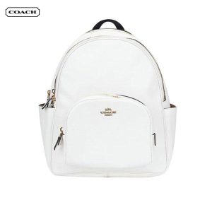 Coach Court 27 經典簡約百搭荔枝紋皮革後背包 女款 小號 白色