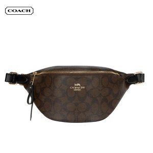 COACH 老花腰包 PVC 單肩斜背胸包 男女款同款 48740 深棕色