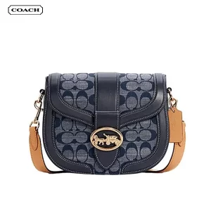 COACH George系列 Chambray 馬鞍包 單肩斜背包 牛仔藍