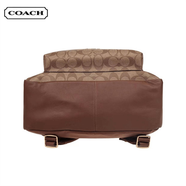 COACH 蔻馳 Charlie 30 經典老花雙肩包 中號 卡其棕色