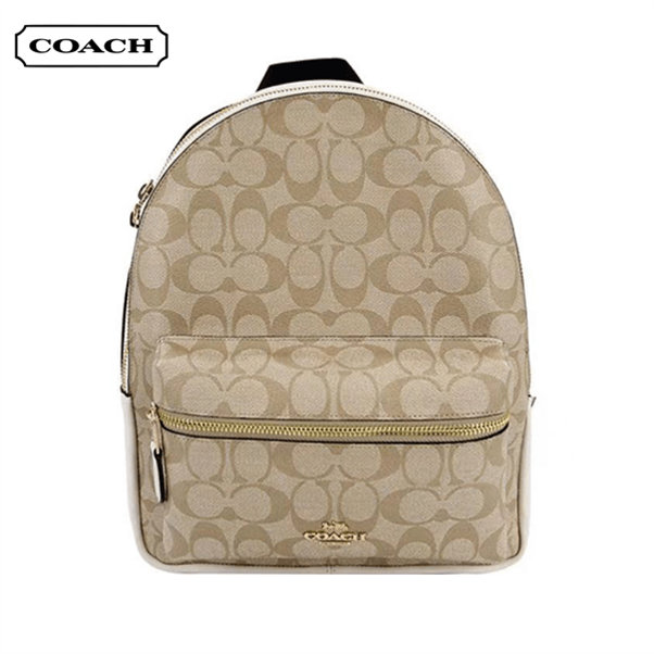 COACH 蔻馳 Charlie 27 經典老花雙肩包 中號