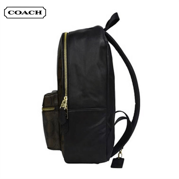 COACH 蔻馳 Charlie 27 經典老花雙肩包 中號 深棕色
