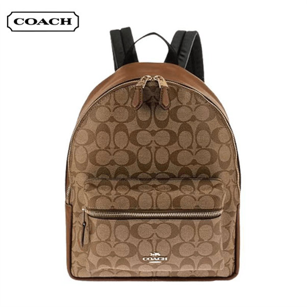 COACH 蔻馳 Charlie 27 經典老花雙肩包 中號