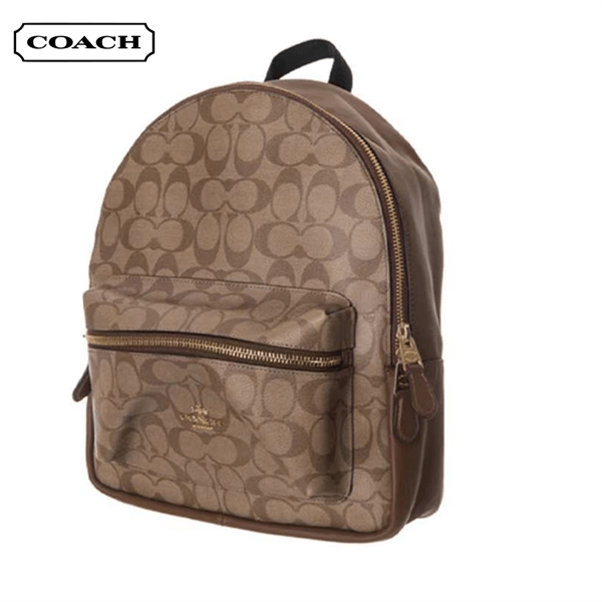 COACH 蔻馳 Charlie 27 經典老花雙肩包 中號