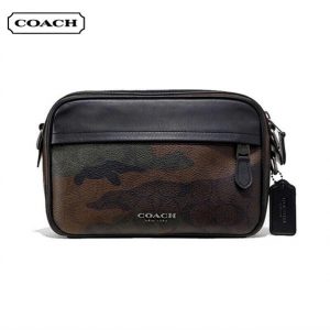 COACH 蔻馳 新款男士單肩斜挎包 小方包 相機包 迷彩