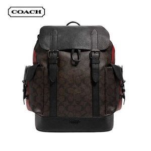 新款 COACH 男士大號翻蓋抽繩雙肩包 休閒 登山包