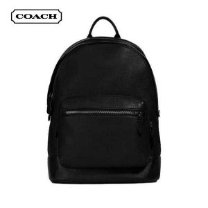 COACH 蔻馳 West 拉鏈雙肩包 大容量男士後背包 黑色