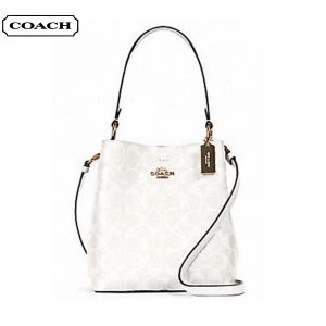 COACH Town Bucket 21 老花水桶包 手提單肩斜背包 白色