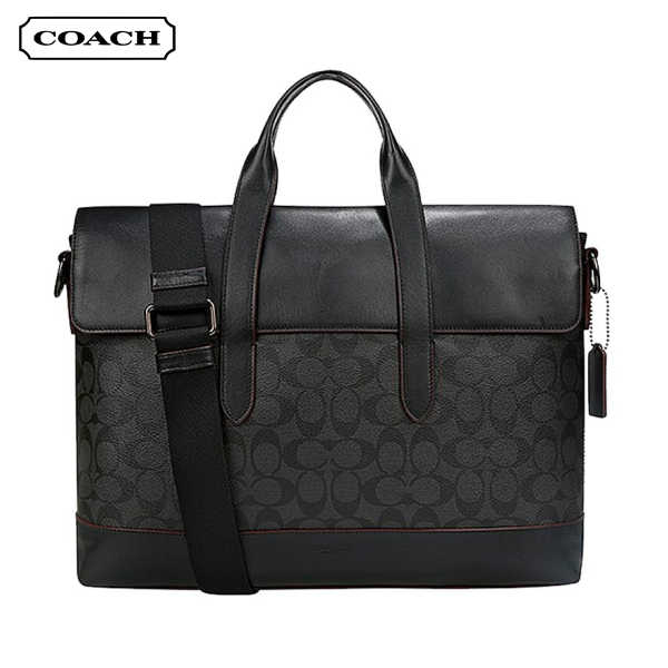COACH 男士翻蓋PVC配皮公事包