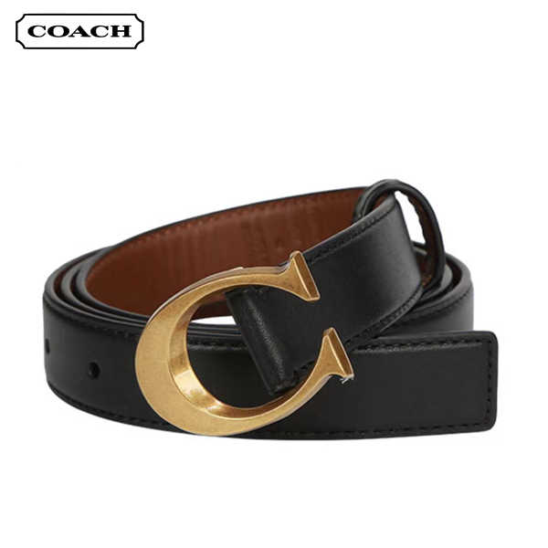 COACH 金屬C字牛皮穿釦式皮帶
