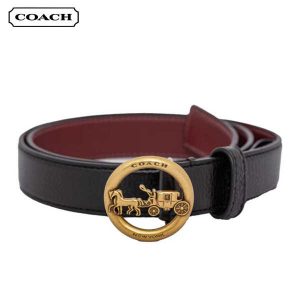 COACH 經典馬車 LOGO 釦式女款皮帶 腰帶 黑色 寬2.5CM