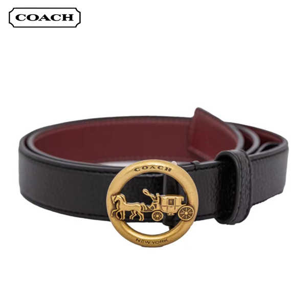 COACH 馬車 LOGO 釦式女款皮帶