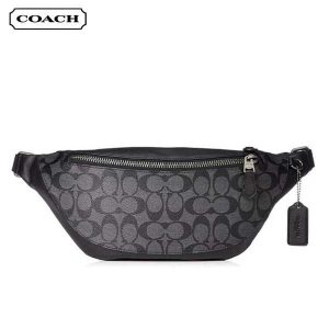COACH Warren 經典老花腰包 單肩斜挎胸包 男款 碳黑色