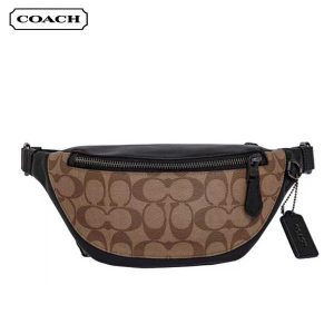 COACH Warren 經典老花腰包 單肩斜挎胸包 男款 棕色老花