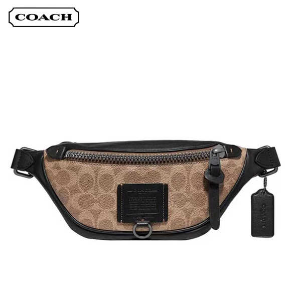 COACH Rivington 经典老花Logo貼飾休閒胸包