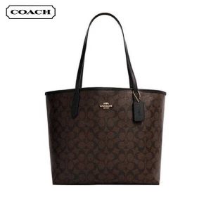 COACH City Tote 經典老花托特包 手提單肩包 深棕色