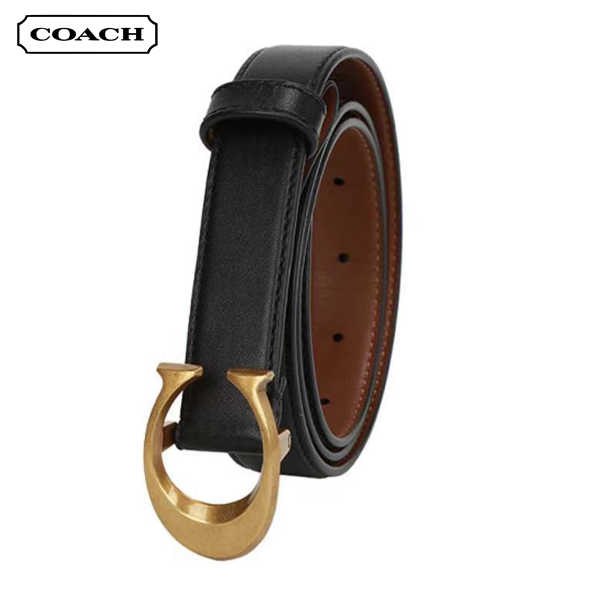 COACH 金屬C字牛皮穿釦式皮帶