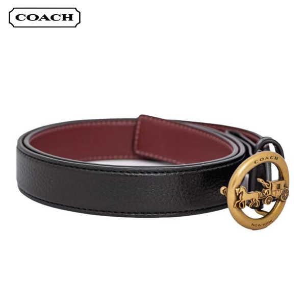 COACH 馬車 LOGO 釦式女款皮帶