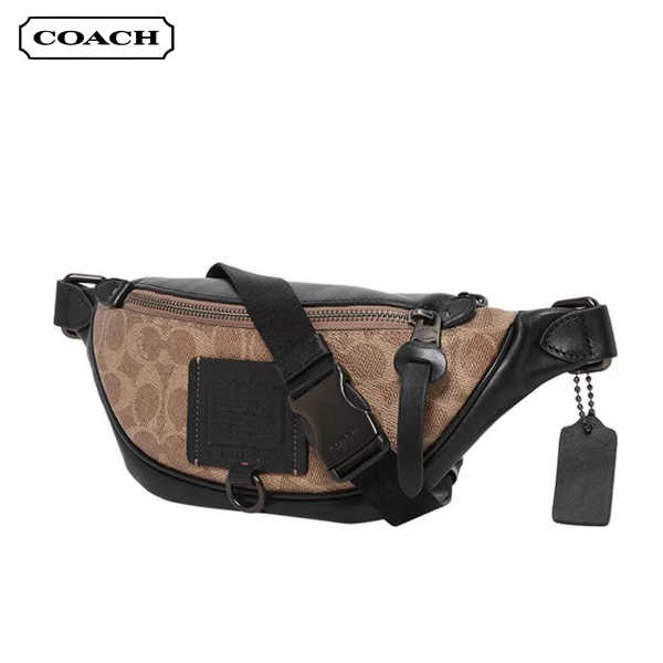COACH Rivington 经典老花Logo貼飾休閒胸包