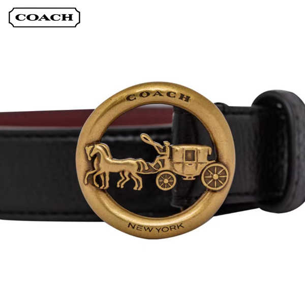 COACH 馬車 LOGO 釦式女款皮帶