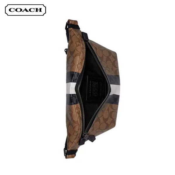 COACH Grade 时尚條紋裝飾皮革腰包
