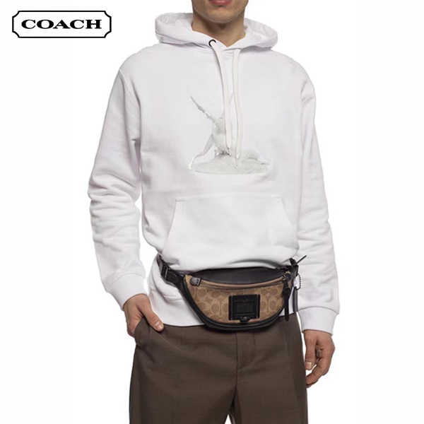 COACH Rivington 经典老花Logo貼飾休閒胸包