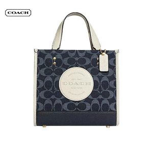 COACH Dempsey 22 錢布雷拼接時尚托特包 手提斜背包 小號 女款