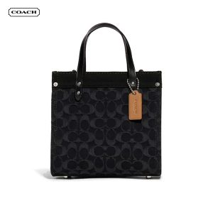 COACH 女士經典標誌丹寧布FIELD 22號 托特包 手提斜挎包