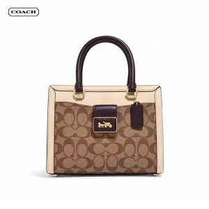 【2色】COACH Grace 經典老花拼色皮革手提斜背兩用包 中號 女款