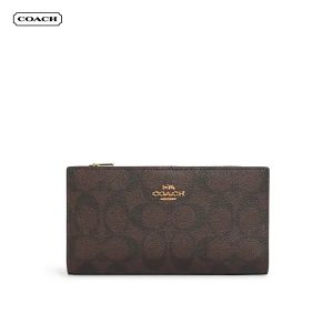 【3色】COACH 經典老花防刮PVC皮革中夾 多卡位錢包 手拿包 女款