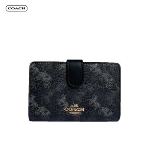 【2色】COACH 馬車印花釦式中夾 零錢包 女士皮夾