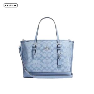 【2色】COACH Mollie 25 經典織布提花拼皮革托特包 手提斜挎包 中號 女款