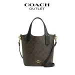 COACH HANNA 17 帆布皮革手提包