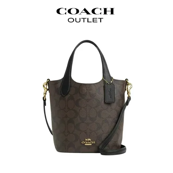 COACH HANNA 17 帆布皮革手提包